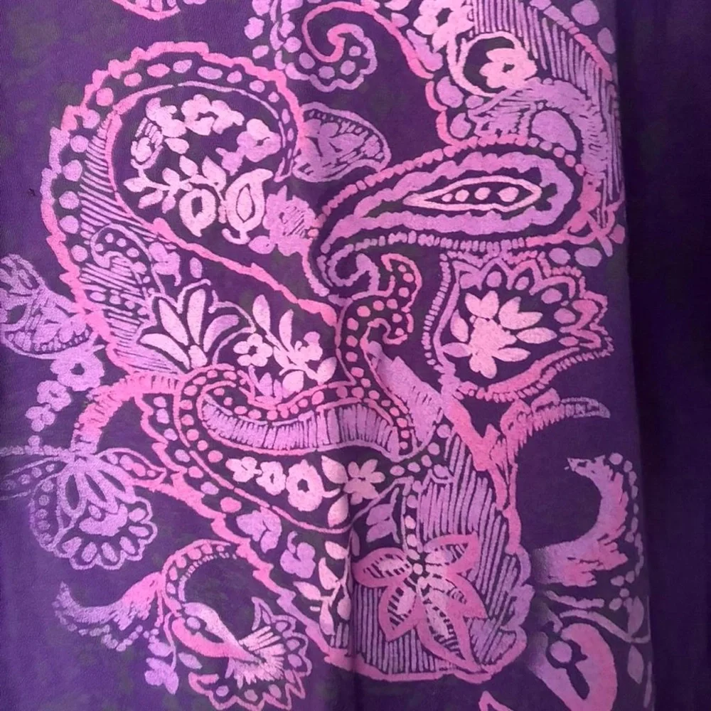 Hanes Women’s Purple Short-Sleeve Tee with Pink Paisley Graphic
